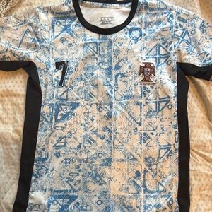 Blue and Black Kids Graphic Ronaldo Soccer Jersey